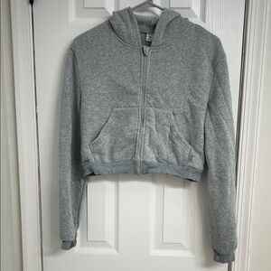 NWOT Girls Grey Crop Hoodie Size 16Y Teen Tween Sweatshirt